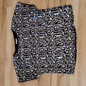 BaeVely Size L Sequin Top Animal Print